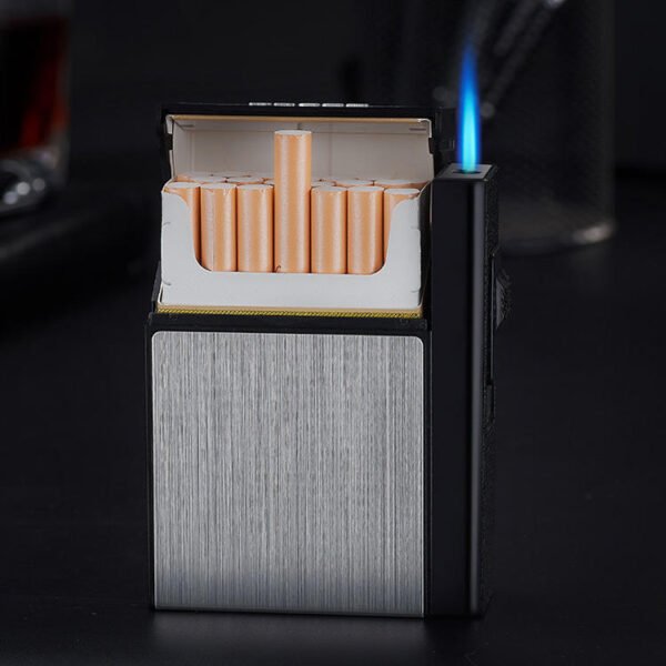 Portable Metal Cigarette Case with A Jet Lighter