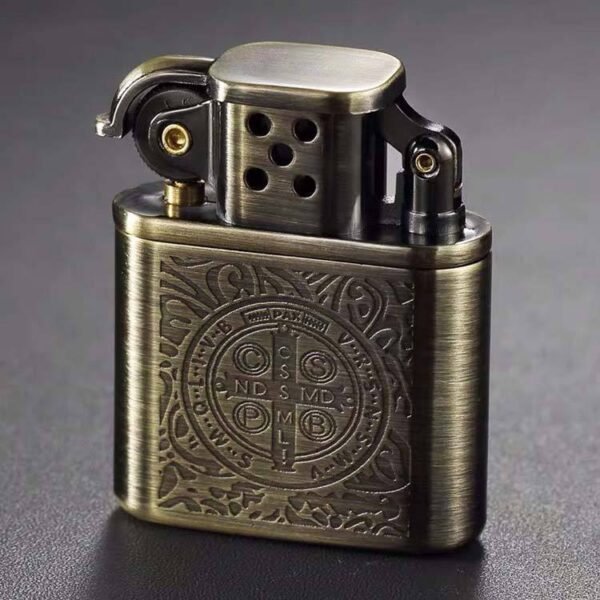 Windproof Copper Kerosene Lighter With a Constantine Pattern