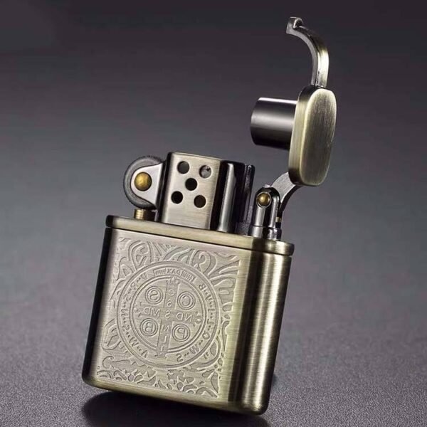Windproof Copper Kerosene Lighter With a Constantine Pattern