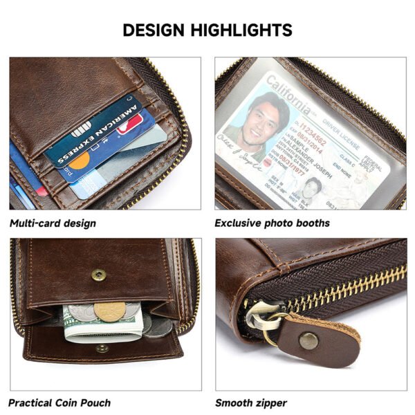 01-06 Secure Cowhide Zip Wallet – RFID Protected