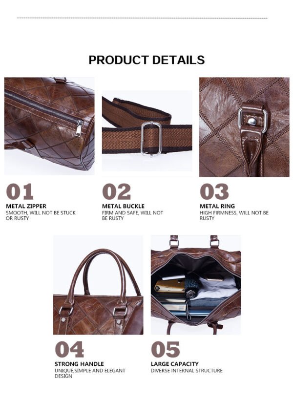 06-03 Cowhide Travel Bag – Mosaic Pattern